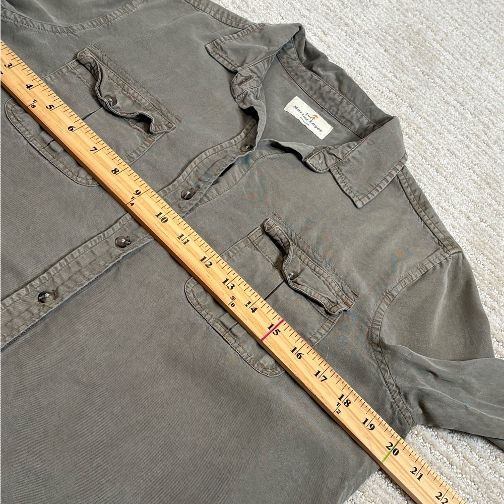 Marine Layer Womens 100% Tencel Long Sleeve Cargo Button Down Shirt Size M Olive - Picture 6 of 10